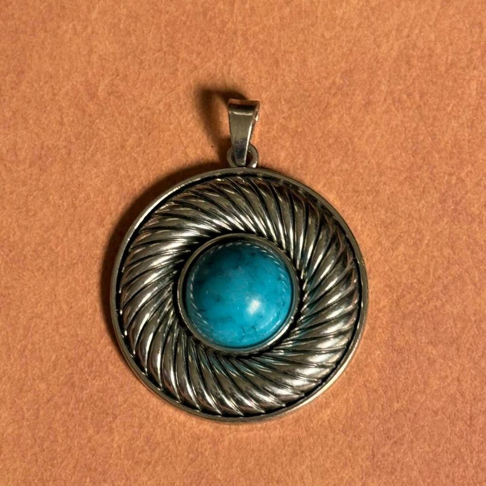 Vintage Turquoise Metal Pendant